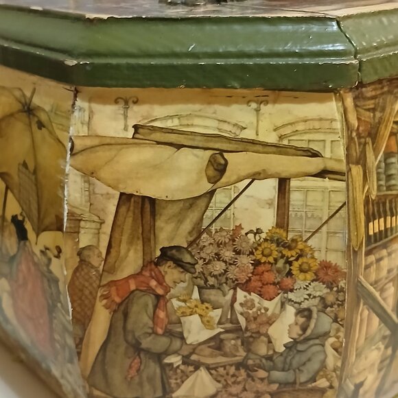 Anton Pieck Vintage Wooden Decoupage Octagon Box Purse - Picture 9 of 15